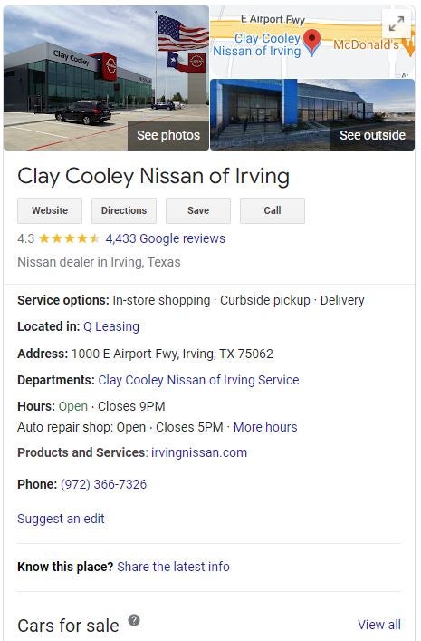 Clay Cooley Nissan of Irving GBP 